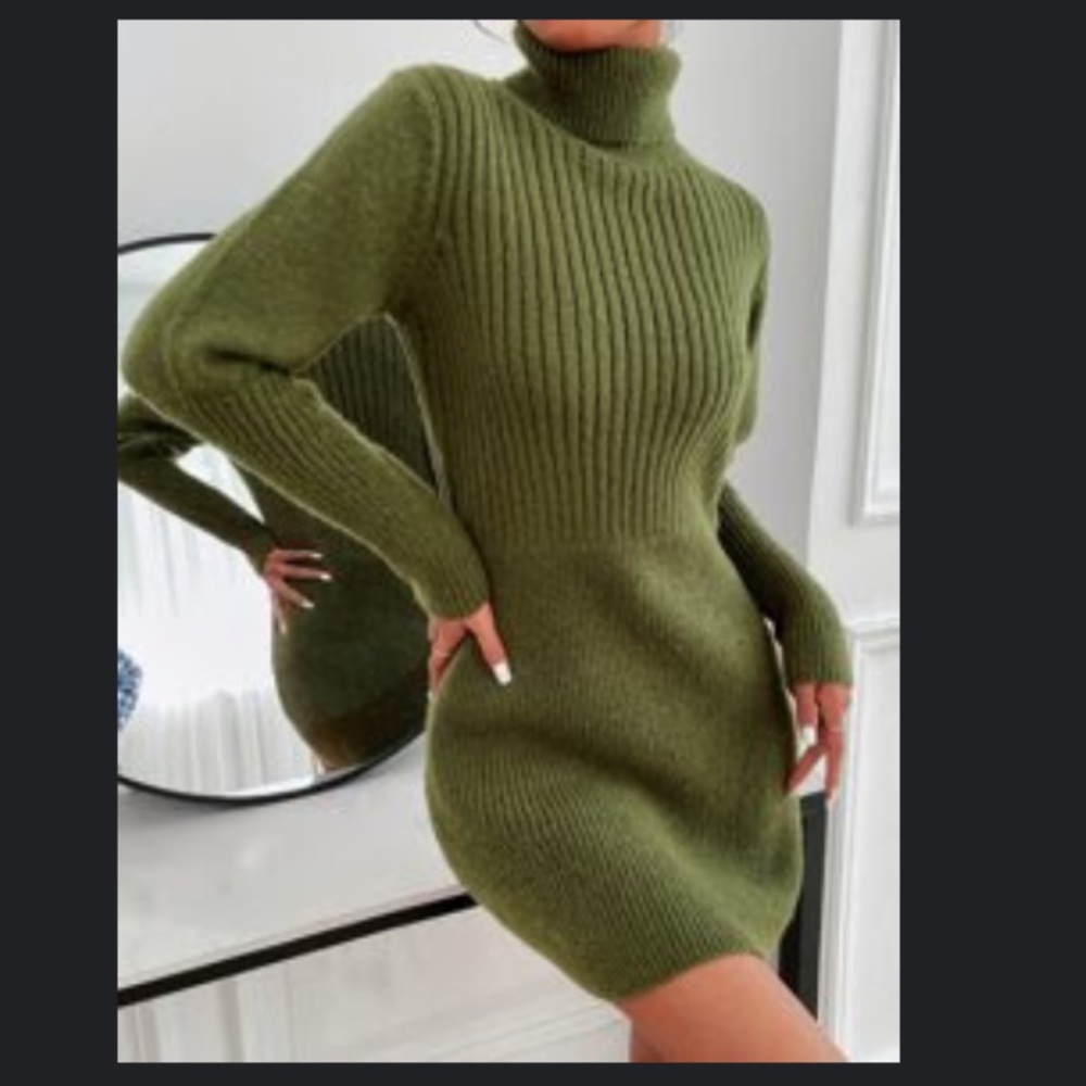 Olive Green Sweater Dress